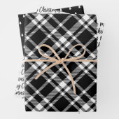 Rustic Black Tartan Pset Merry-kerstpatroon Inpakpapier Vel (In situ)