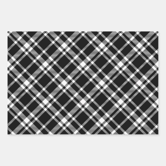 Rustic Black Tartan Pset Merry-kerstpatroon Inpakpapier Vel (Voorkant)