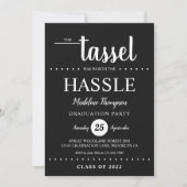 Rustic Black Tassel Script Graduparty Kaart (Voorkant)