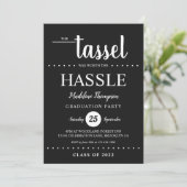 Rustic Black Tassel Script Graduparty Kaart (Staand voorkant)