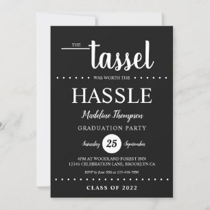 Rustic Black Tassel Script Graduparty Kaart