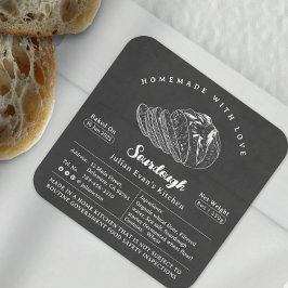Rustic Black Thuisgemaakte Sourdough Cottage Law L Vierkante Sticker