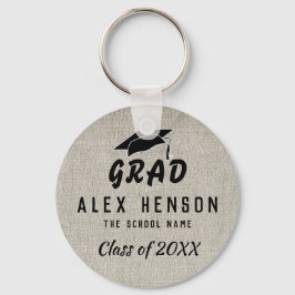 Rustic Black Typografie Class, Afstudeerder Afstud Sleutelhanger