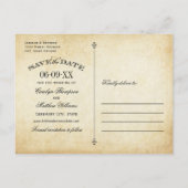  Rustic Black Vlourish Parchment Wedding Aankondigingskaart (Achterkant)
