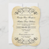  Rustic Black Vlourish Parchment Wedding Kaart (Voorkant)