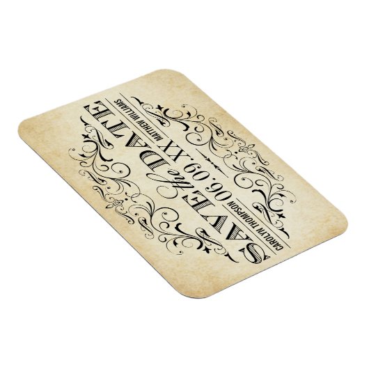  Rustic Black Vlourish Parchment Wedding Magneet (Rechterzijde)
