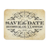 Rustic Black Vlourish Parchment Wedding Magneet (Horizontaal)