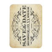  Rustic Black Vlourish Parchment Wedding Magneet (Verticaal)