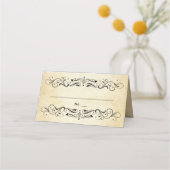  Rustic Black Vlourish Parchment Wedding Plaatskaartje (Voorkant)