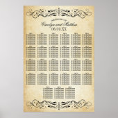  Rustic Black Vlourish Parchment Wedding Poster (Voorkant)