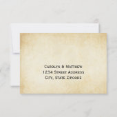  Rustic Black Vlourish Parchment Wedding RSVP Kaartje (Achterkant)