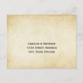  Rustic Black Vlourish Parchment Wedding RSVP Kaartje (Achterkant)