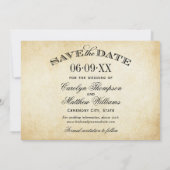 Rustic Black Vlourish Parchment Wedding Save The Date (Achterkant)