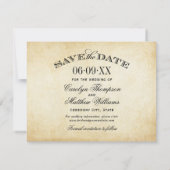 Rustic Black Vlourish Parchment Wedding Save The Date (Achterkant)