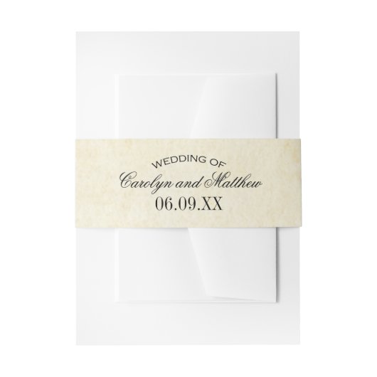  Rustic Black Vlourish Parchment Wedding Uitnodigingen Wikkel (Voorkant Voorbeeld)