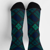 Rustic Black Watch Plaid Green Blue Tartan Sokken (Top)