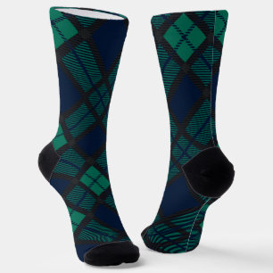 Rustic Black Watch Plaid Groen Blauw Tartan Sokken