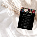Rustic Black Wedding Kissing Menu Game Kaart<br><div class="desc">Deze nette zwarte bruiloft-menukaart is perfect voor een klassieke trouwreceptie. Het ontwerp is voorzien van bruine,  rode,  marineuze,  blauwe en zwarte stralende en grijze handbeschilderde bloemen in een zwarte achtergrond,  die de natuurlijke schoonheid inspireren.</div>
