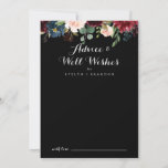 Rustic Black Wedding Well Wish Advice Kaart<br><div class="desc">Deze nette zwarte bruiloft wenst een goede advieskaart voor een klassieke bruiloft. Het ontwerp is voorzien van bruine, rode, marineuze, blauwe en zwarte stralende en grijze handbeschilderde bloemen in een zwarte achtergrond, die de natuurlijke schoonheid inspireren. Deze kaarten zijn perfect voor een bruiloft, vrijgezellenfeest, baby shower, graduatiedag en nog veel...</div>