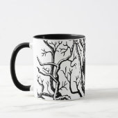 Rustic Black White Abstract Tree Branches Monogram Mok (Links)