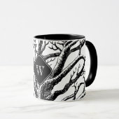 Rustic Black White Abstract Tree Branches Monogram Mok (Voorkant rechts)