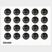 Rustic Black White Botanical Monogram Weddenschap Ronde Sticker (Vel)