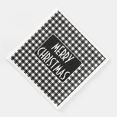Rustic Black & White Buffalo Plaid Merry Christmas Servet (Hoek)