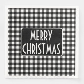 Rustic Black & White Buffalo Plaid Merry Christmas Servet (Voorkant)
