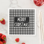 Rustic Black & White Buffalo Plaid Merry Christmas Servet (Insitu)