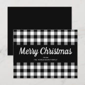 Rustic Black White Gingham Checks Merry Kerstmis Briefkaart (Voorkant / Achterkant)