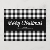 Rustic Black White Gingham Checks Merry Kerstmis Briefkaart (Voorkant)