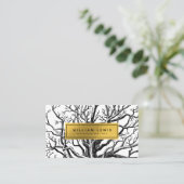 Rustic Black White Gold Abstract Tree Branches Visitekaartje (Staand voorkant)