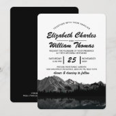 Rustic Black & White Mountain Forest Wedding Invit Kaart (Voorkant / Achterkant)