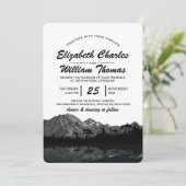 Rustic Black & White Mountain Forest Wedding Invit Kaart (Staand voorkant)
