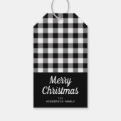 Rustic Black White Pset Script Merry Kerstmis Cadeaulabel (Voorkant)