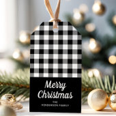 Rustic Black White Pset Script Merry Kerstmis Cadeaulabel