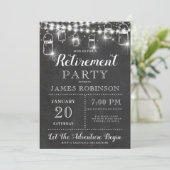 Rustic Black White Retirement Party Invitation Kaart (Staand voorkant)