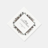 Rustic Black Winter Pinecone Merry Kerstmis Servet (Hoek)