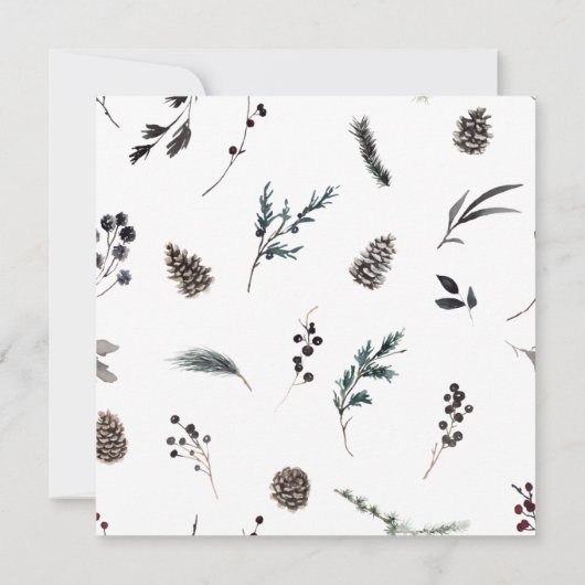 Rustic Black Winter Pinecone Wreath Holiday Party Kaart (Achterkant)