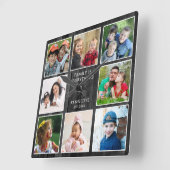 Rustic Black Wood 8 Photo Collage Family Quote  Vierkante Klok (Hoek)