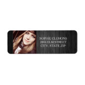 Rustic Black Wood Afstuderen Foto Adresetiketten Etiket (Voorkant)