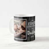 Rustic  Black Wood Daddy's First Christmas 2 Photo Koffiemok (Voorkant links)