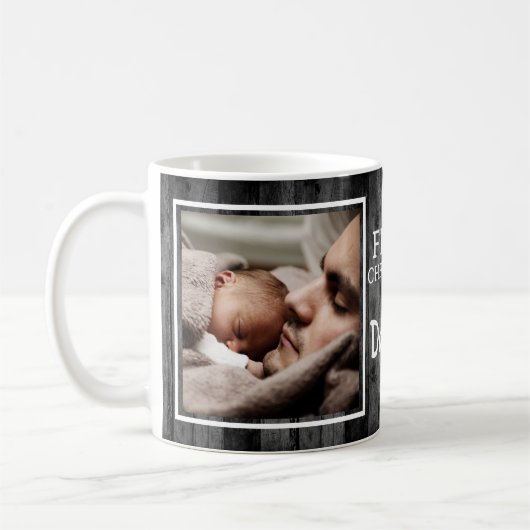Rustic  Black Wood Daddy's First Christmas 2 Photo Koffiemok (Links)