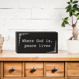 Rustic Black Wood God Quote White Frame Houten Kist Print
