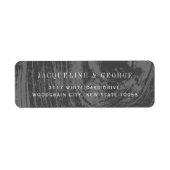 Rustic Black Wood Grain Winter Weddenschap Etiket (Voorkant)