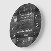 Rustic Black Wood Love Quote Wedding Jubileum Grote Klok (Hoek)