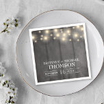 Rustic Black Wood String Lights Napkins Servet<br><div class="desc">Robuust hout met snoer,  lichte servetten. Geef doopvont en kleur uit om het verder aan te passen.</div>