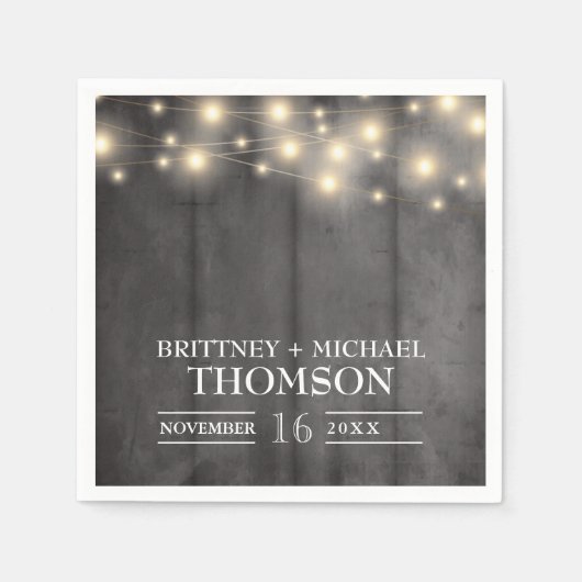 Rustic Black Wood String Lights Napkins Servet (Voorkant)