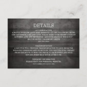 Rustic Black Wood String Lights Wedding Details Informatiekaartje (Voorkant)