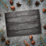 Rustic Black Wood String Lights Wedding Details Informatiekaartje<br><div class="desc">Deze bijtende kaart van de houten detail kenmerkt koordlichten.</div>